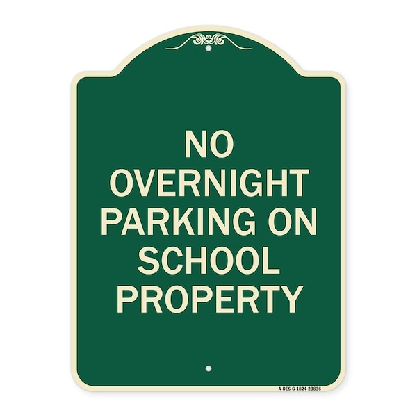 Signmission No Overnight Parking on School Property Heavy-Gauge Aluminum Sign, 24" x 18", G-1824-23836 A-DES-G-1824-23836 - main